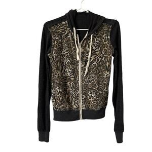 Abbott Main Leopard Gray Zip Up Hoodie size Small